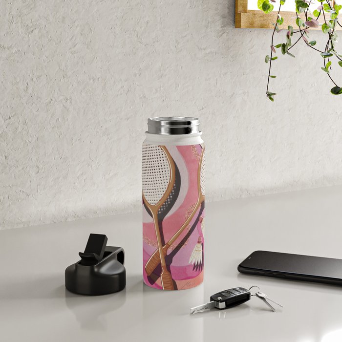 Badminton Retro Swirls Water Bottle Gallery Image 4