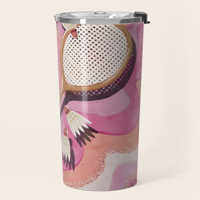 Badminton Retro Swirls Travel Mug Gallery Image 2