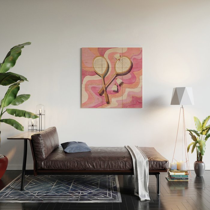 Badminton Retro Swirls Wood Wall Art Gallery Image 2
