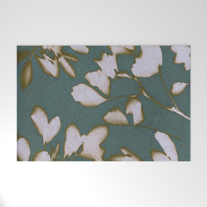 Botanical Whispers / Cyan & Green Welcome Mat Gallery Image 1