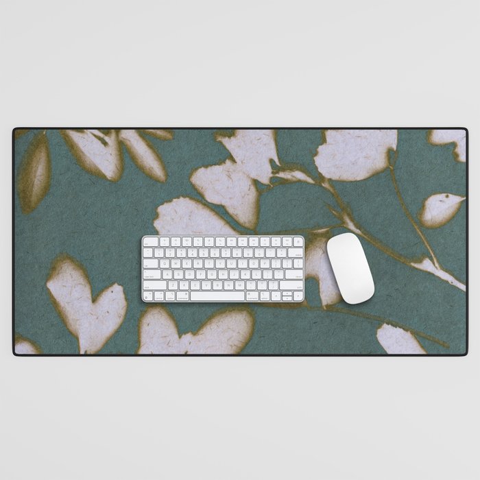 Botanical Whispers / Cyan & Green Desk Mat Gallery Image 1