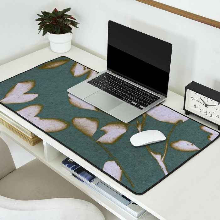 Botanical Whispers / Cyan & Green Desk Mat Gallery Image 2