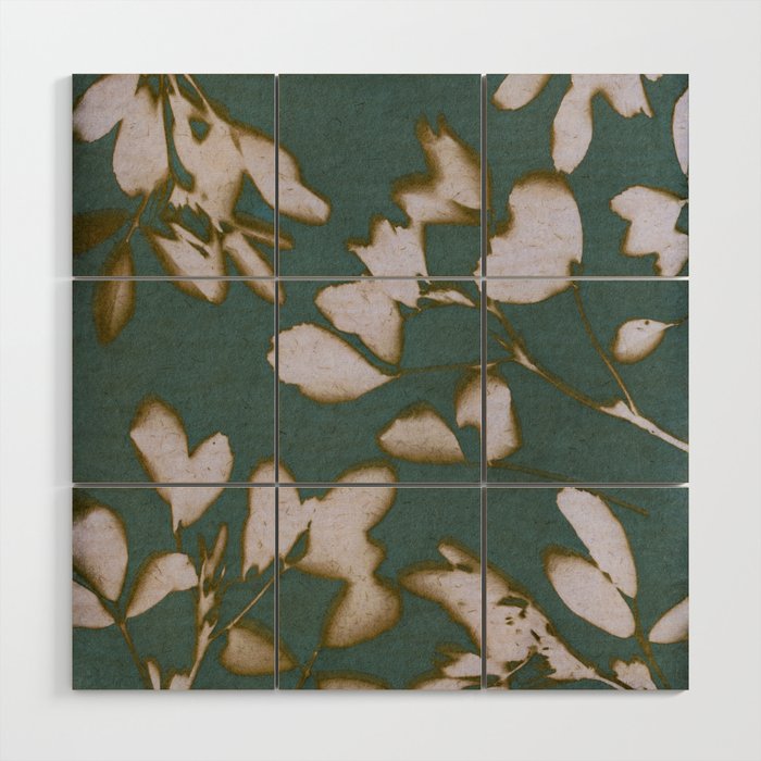 Botanical Whispers / Cyan & Green Wood Wall Art Gallery Image 1