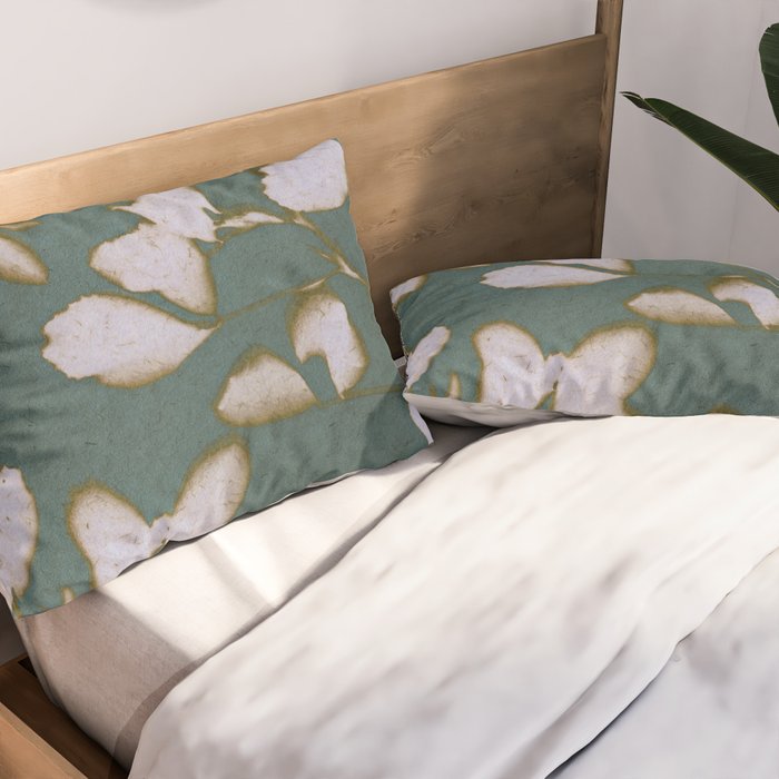 Botanical Whispers / Cyan & Green Pillow Sham Gallery Image 2