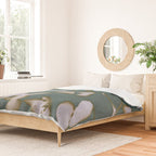Botanical Whispers / Cyan & Green Duvet Cover Gallery Image 2