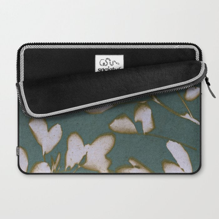 Botanical Whispers / Cyan & Green Laptop Sleeve Gallery Image 2
