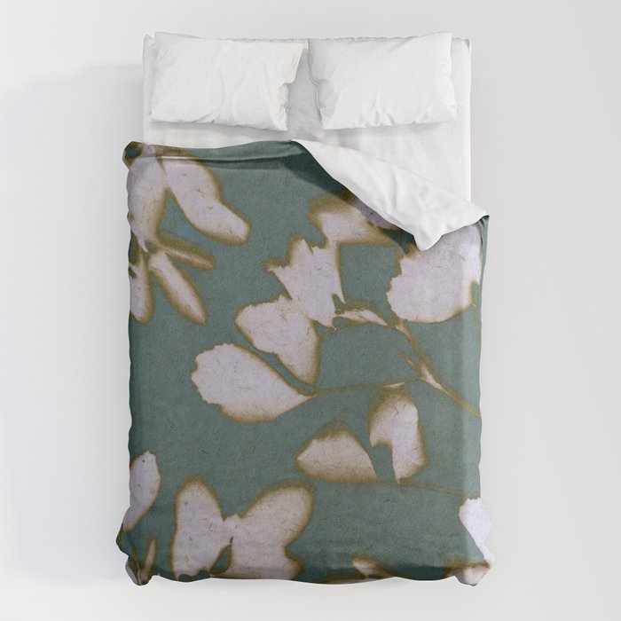 Botanical Whispers / Cyan & Green Duvet Cover Gallery Image 1