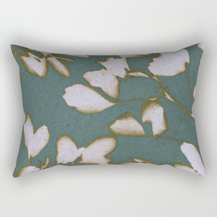 Botanical Whispers / Cyan & Green Rectangular Pillow Gallery Image 1