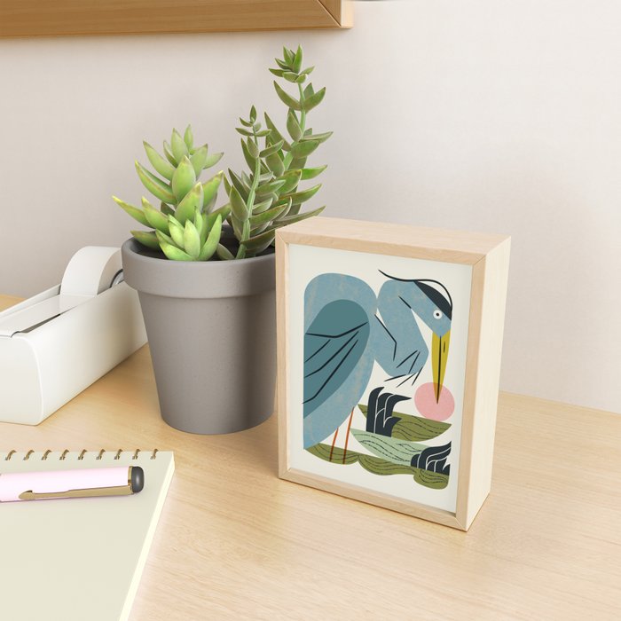 Blue Heron, Green Marsh Mini Art Print Gallery Image 2