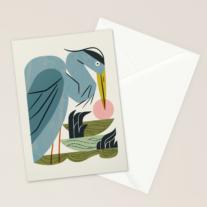 Blue Heron, Green Marsh Stationery Card Gallery Image 2