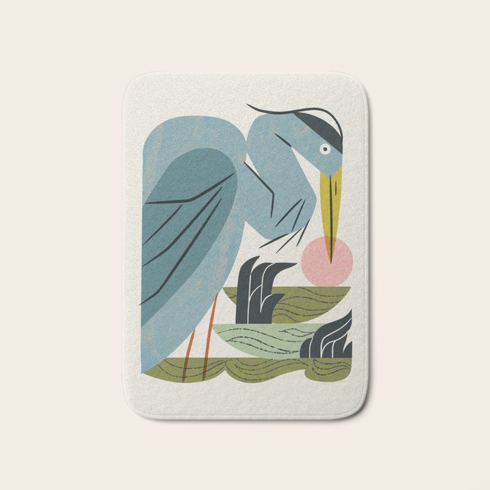 Blue Heron, Green Marsh Bath Mat Gallery Image 1
