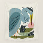 Blue Heron, Green Marsh Wall Tapestry Gallery Image 4