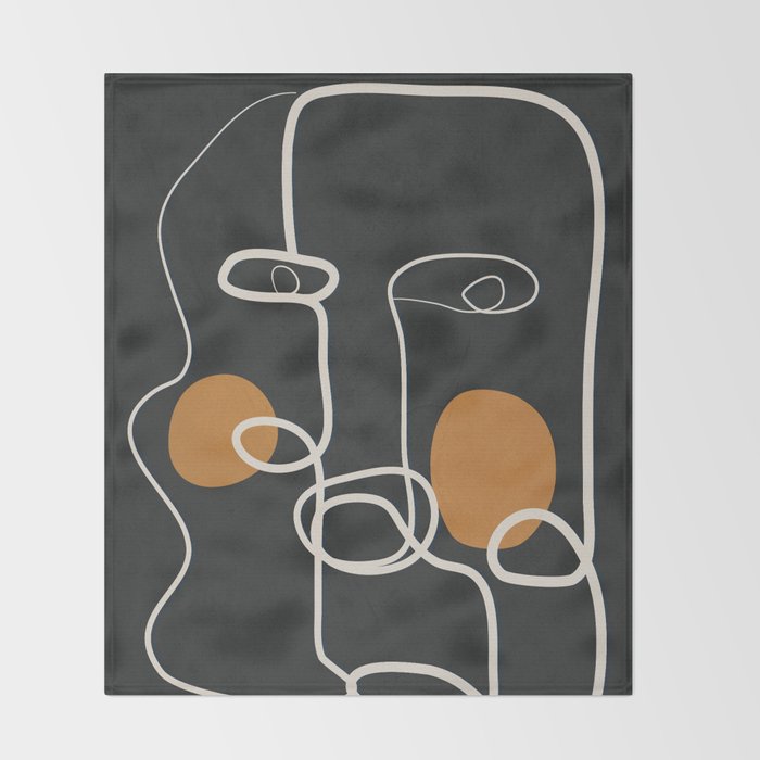 Abstract Face Line Art 04 Throw Blanket Gallery Image 2