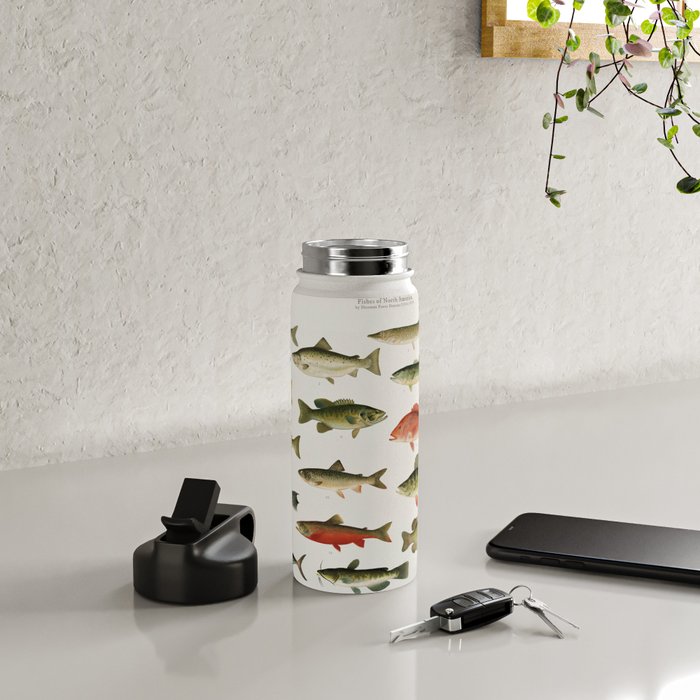 Illustrated North America Game Fish Identification Chart Water Bottle Gallery Image 4