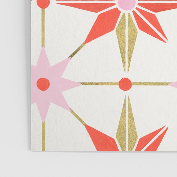 Starburst Mosaic - Coral & Gold Palette Poster Gallery Image 3