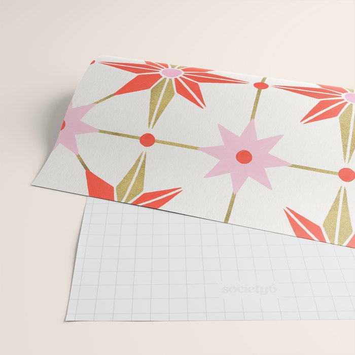 Starburst Mosaic - Coral & Gold Palette Wrapping Paper Gallery Image 2