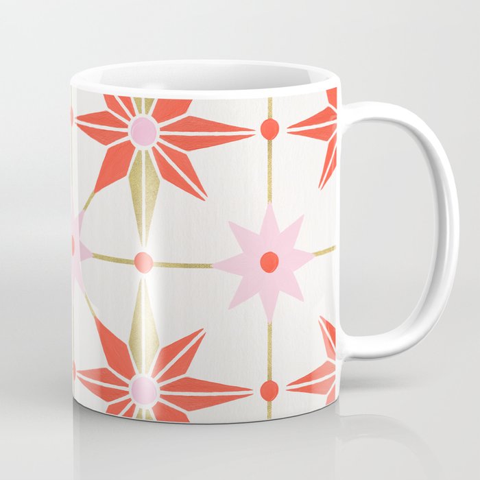 Starburst Mosaic - Coral & Gold Palette Coffee Mug Gallery Image 1