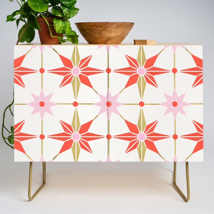 Starburst Mosaic - Coral & Gold Palette Credenza Gallery Image 1