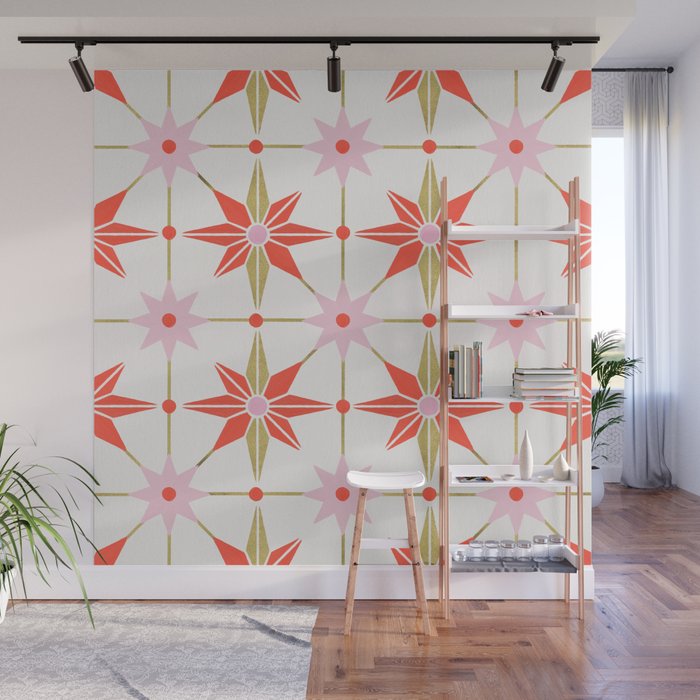 Starburst Mosaic - Coral & Gold Palette Wall Mural Gallery Image 1