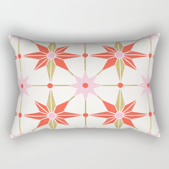 Starburst Mosaic - Coral & Gold Palette Rectangular Pillow Gallery Image 2