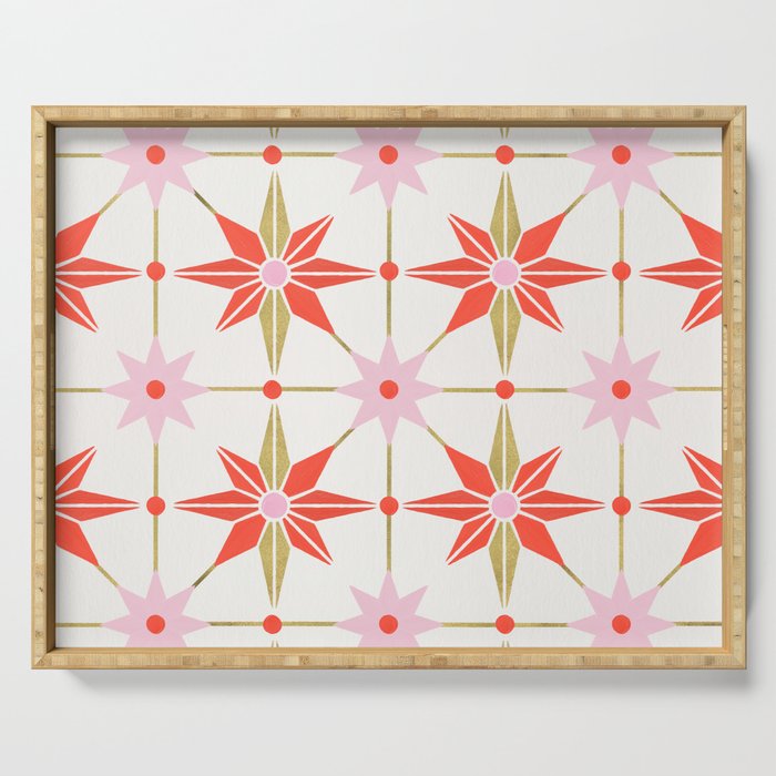 Starburst Mosaic - Coral & Gold Palette Serving Tray Gallery Image 1