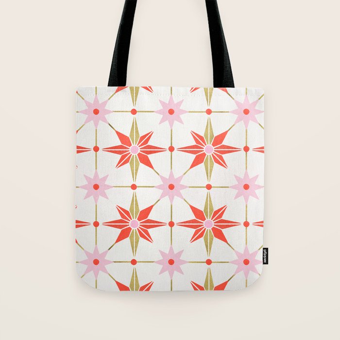 Starburst Mosaic - Coral & Gold Palette Tote Bag Gallery Image 1