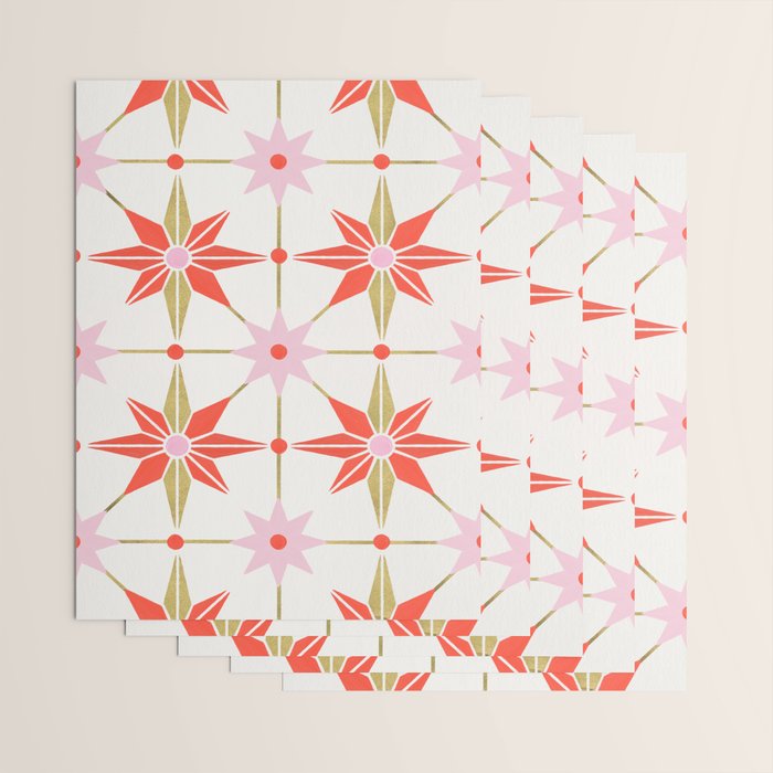 Starburst Mosaic - Coral & Gold Palette Wrapping Paper Gallery Image 3