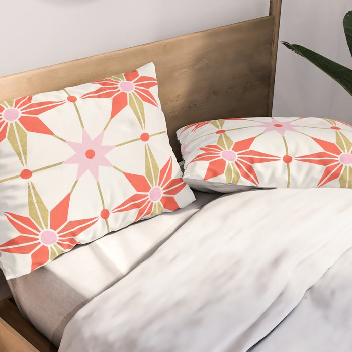 Starburst Mosaic - Coral & Gold Palette Pillow Sham Gallery Image 2