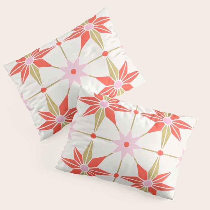 Starburst Mosaic - Coral & Gold Palette Pillow Sham Gallery Image 1