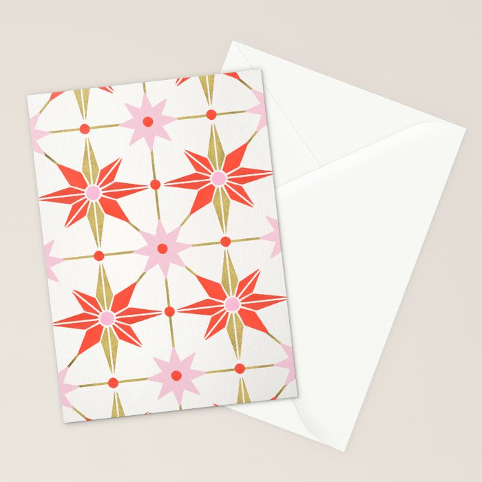 Starburst Mosaic - Coral & Gold Palette Stationery Card Gallery Image 2