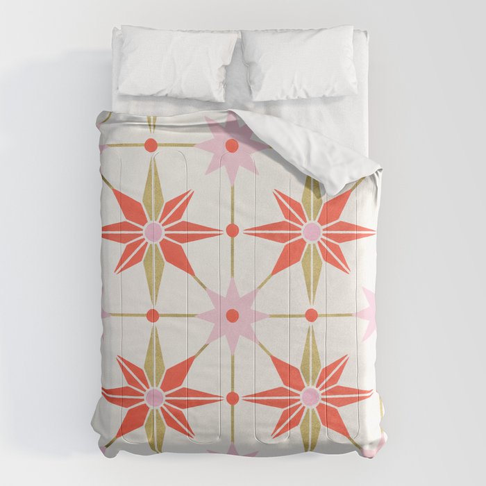 Starburst Mosaic - Coral & Gold Palette Comforter Gallery Image 1