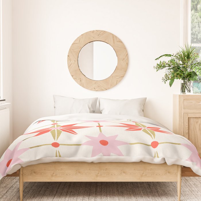 Starburst Mosaic - Coral & Gold Palette Duvet Cover Gallery Image 3