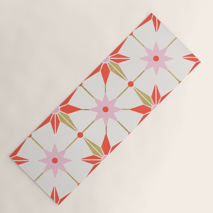 Starburst Mosaic - Coral & Gold Palette Yoga Mat Gallery Image 1