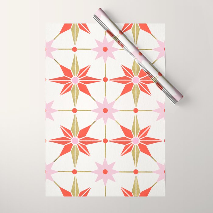 Starburst Mosaic - Coral & Gold Palette Wrapping Paper Gallery Image 1