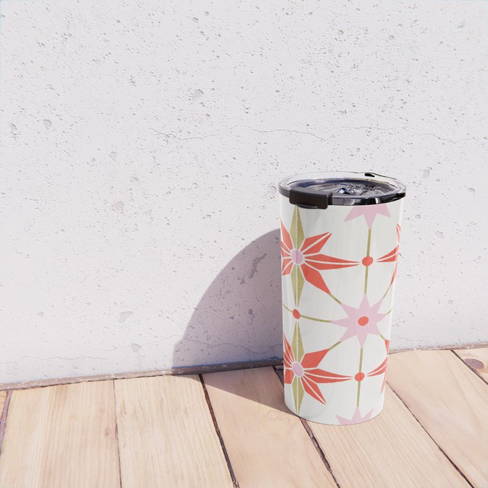 Starburst Mosaic - Coral & Gold Palette Travel Mug Gallery Image 4