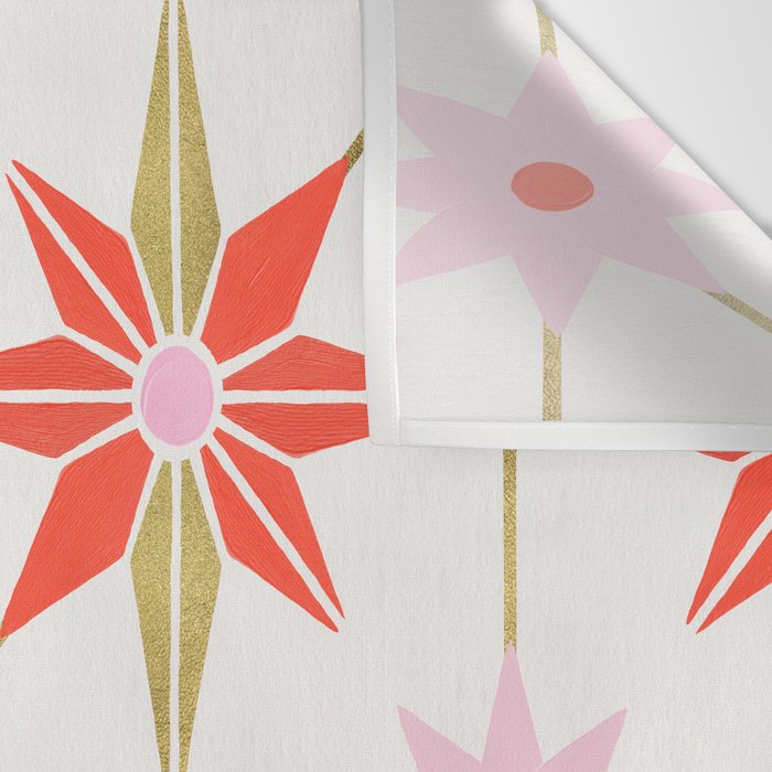 Starburst Mosaic - Coral & Gold Palette Wall Tapestry Gallery Image 3