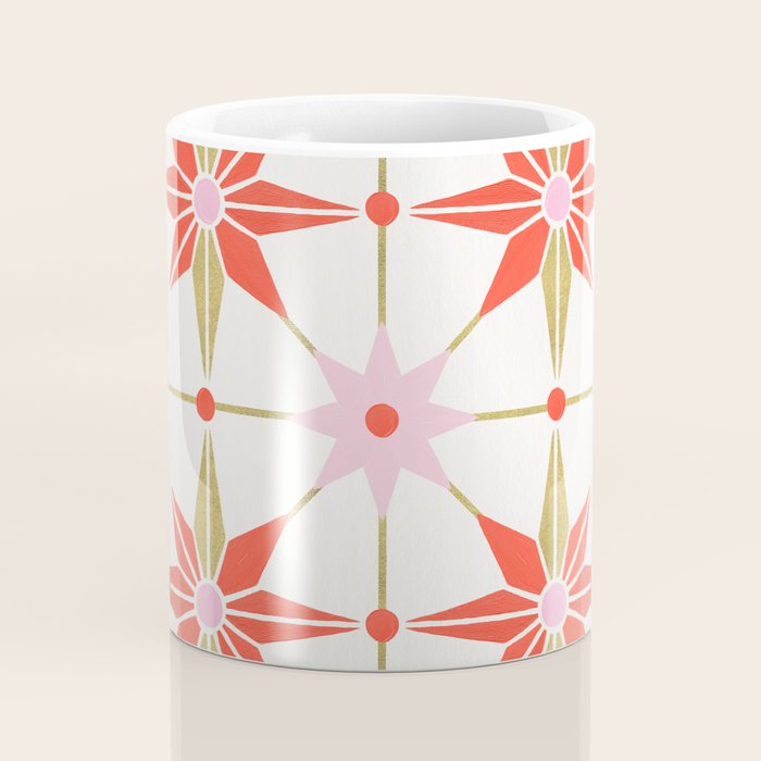 Starburst Mosaic - Coral & Gold Palette Coffee Mug Gallery Image 4