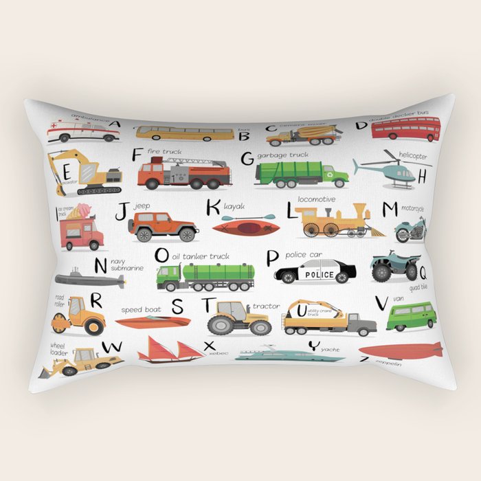 Transportation alphabet Rectangular Pillow Gallery Image 2