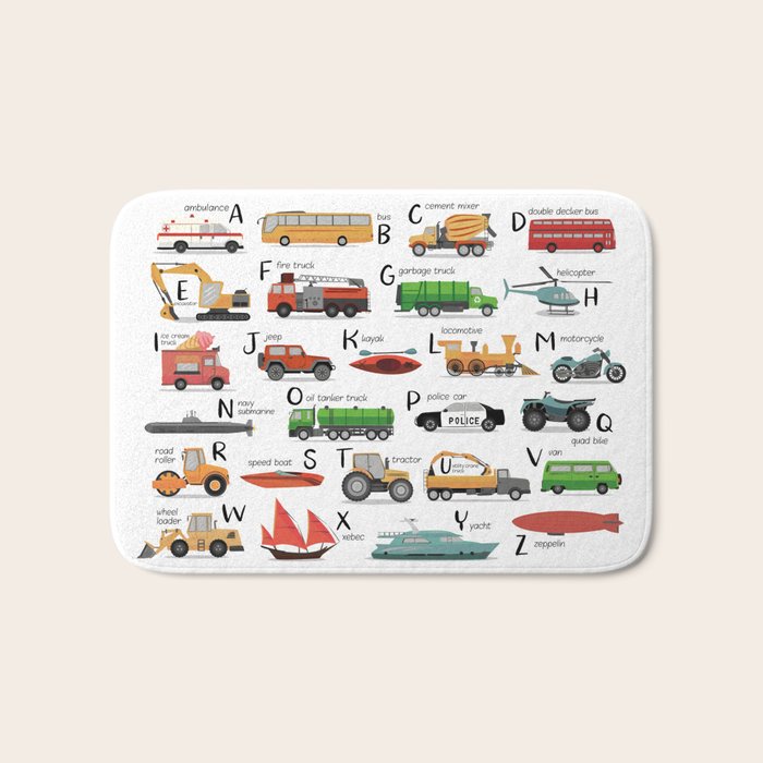 Transportation alphabet Bath Mat Gallery Image 1