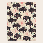 Bison - black, pink, teal, on cream Poster Gallery Image 4