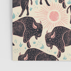 Bison - black, pink, teal, on cream Poster Gallery Image 3