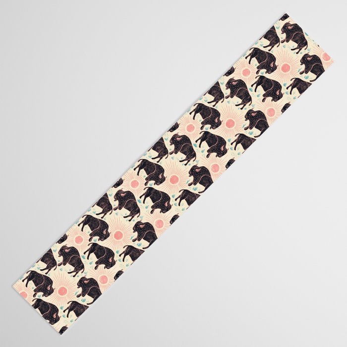 Bison - black, pink, teal, on cream Table Runner Gallery Image 3