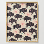 Bison - black, pink, teal, on cream Serving Tray Gallery Image 1