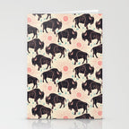 Bison - black, pink, teal, on cream Stationery Card Gallery Image 2