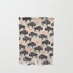 Bison - black, pink, teal, on cream Wall Hanging Gallery Image 1