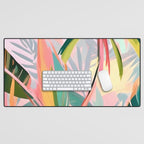 Tropical Jewels, Pastel Jungle Botanical Pastel, Bohemian Eclectic Plants Palms, Exotic Forest Nature Painting Desk Mat Gallery Image 1