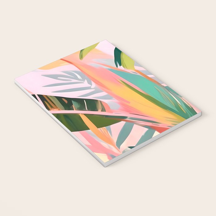 Tropical Jewels, Pastel Jungle Botanical Pastel, Bohemian Eclectic Plants Palms, Exotic Forest Nature Painting Notebook Gallery Image 3