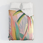 Tropical Jewels, Pastel Jungle Botanical Pastel, Bohemian Eclectic Plants Palms, Exotic Forest Nature Painting Comforter Gallery Image 6