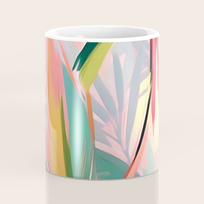 Tropical Jewels, Pastel Jungle Botanical Pastel, Bohemian Eclectic Plants Palms, Exotic Forest Nature Painting Coffee Mug Gallery Image 4