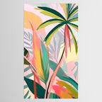 Tropical Jewels, Pastel Jungle Botanical Pastel, Bohemian Eclectic Plants Palms, Exotic Forest Nature Painting Tablecloth Gallery Image 2